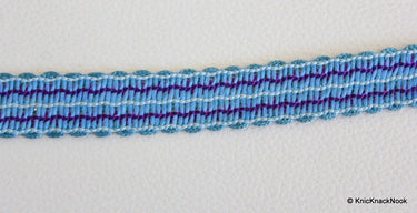 Blue And Violet Thread Lace Trim, 17mm wide